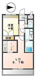 スプリングヒル 1LDKの間取図画像