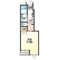レインボーマウンテン2 1Kの間取図画像