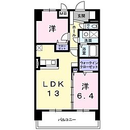 プラティーク六町 2LDKの間取図画像