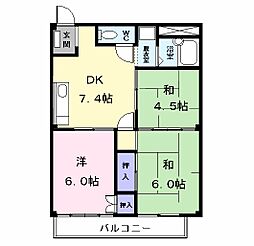 名鉄津島線 甚目寺駅 徒歩22分の賃貸アパート 2階3DKの間取り