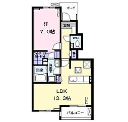 フラン2 1LDKの間取図画像