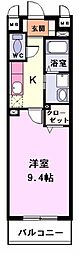 レジデンスK-1 1Kの間取図画像