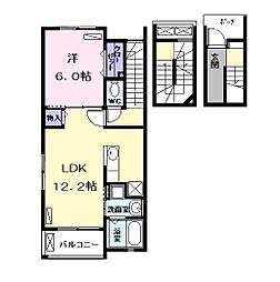 プラシード 1LDKの間取図画像