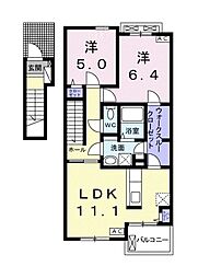 リオグランデS2 2LDKの間取図画像