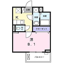 スプレッド与野 1Kの間取図画像