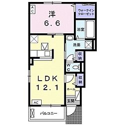 ラ・ポームA 1LDKの間取図画像