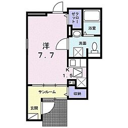 ベルーガハイツ ワンルームの間取図画像
