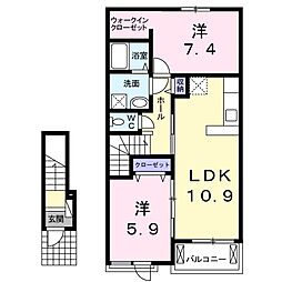 グラントジェルメ弐番館 2LDKの間取図画像
