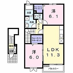 ル・プティニL 2LDKの間取図画像