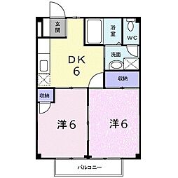 エテルナメゾン 2DKの間取図画像
