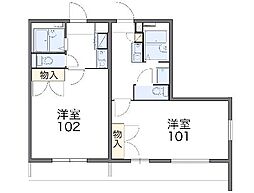 レオパレスKC2 1Kの間取図画像