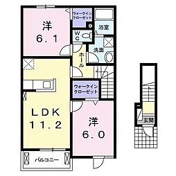 ニューヘイアン1 2LDKの間取図画像
