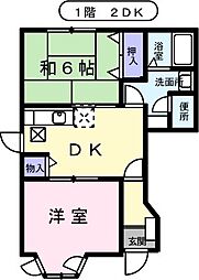 ルミエール　Ｂ 1階2DKの間取り