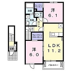 スプリングヒルズB 2LDKの間取図画像