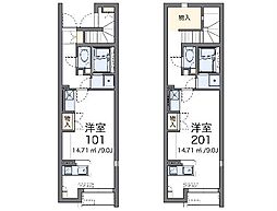 LEONEXTキャトル・セゾン ワンルームの間取図画像