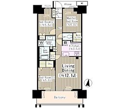 プラウド日暮里 3LDKの間取図画像