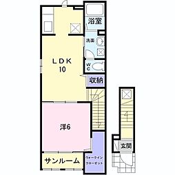 ラシュレ 1LDKの間取図画像