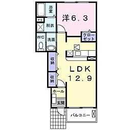 アロッジオB 1LDKの間取図画像