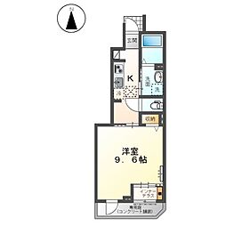 エスポワールe 1Kの間取図画像