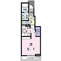 セレーナＡ 1階ワンルームの間取り