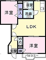 ハピネス・コバ 2LDKの間取図画像