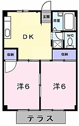 シティハイツ風 2Kの間取図画像