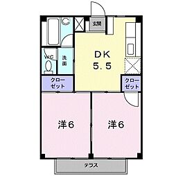 ラフォーレ新正B 2DKの間取図画像
