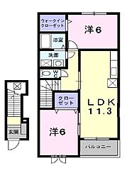 アルカンシエル 2LDKの間取図画像