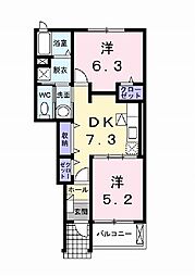 シェーネ・パラッツオC 2DKの間取図画像