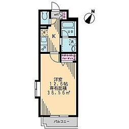 アンバサーダ・ゾシマ 1Kの間取図画像