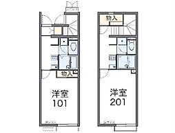 レオネクストフィエール2 1Kの間取図画像