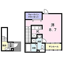 東京メトロ千代田線 町屋駅 徒歩5分の賃貸アパート 2階1Kの間取り