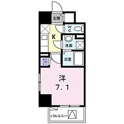 プラシード・アビタシオン 1Kの間取図画像