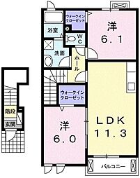 フォレストヒルアネックス 2LDKの間取図画像
