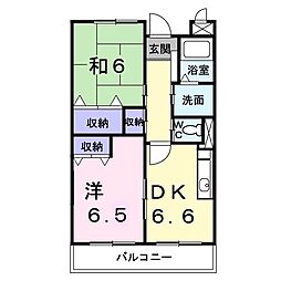 プリティーセトル 2DKの間取図画像