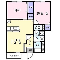 ドゥーベルジュA 2LDKの間取図画像