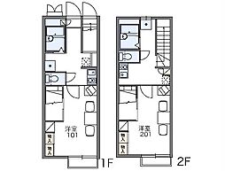 レオパレスフラーリッシュB 1Kの間取図画像