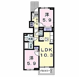 バルサミーナ 2LDKの間取図画像