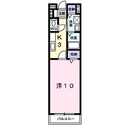 プロムナードセリカ 1Kの間取図画像