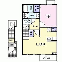 ドゥメゾンB 1LDKの間取図画像