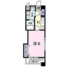 アムール・アドニス 1Kの間取図画像