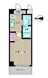 ブランピエール 1Kの間取図画像