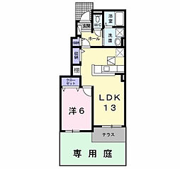 カーサ・エスポワール 1階1LDKの間取り