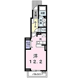 サンリット・レジデンス　II 1階ワンルームの間取り
