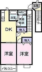 カトルセゾン 2DKの間取図画像