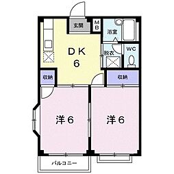 メゾン・ド・パストラルB 2DKの間取図画像