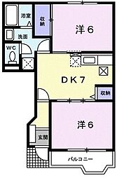 ウッディ森 2DKの間取図画像