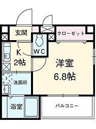 エム・ヒルズ 1Kの間取図画像