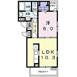 フローリッシュR 1LDKの間取図画像