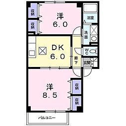 サンコリ−ヌ　Ａ 2階2DKの間取り